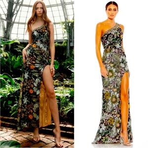 Mac Duggal 49574 Embellished Floral One Shoulder Gown